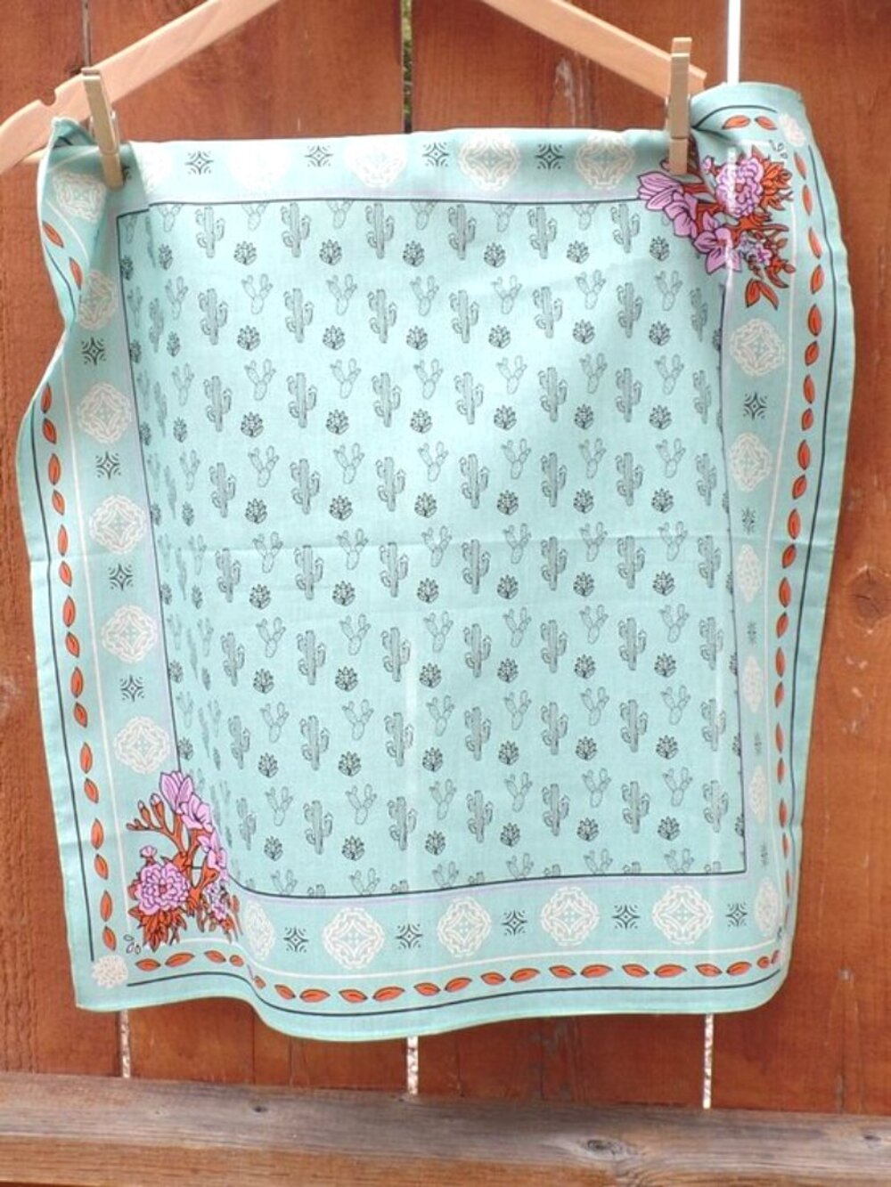 Western Cowboy Turquoise CACTUS Scarf NEW